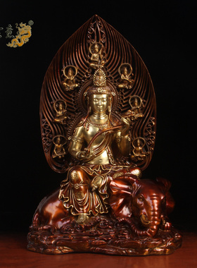 华严三圣摆件纯铜文殊菩萨佛像