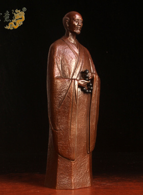 真古意弘一大师铜像摆件客厅