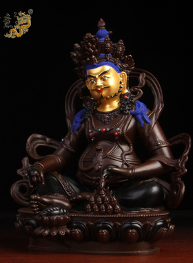 真古意 黄铜黄财神铜像摆件铜黄财神像藏传财神像家居随身佛