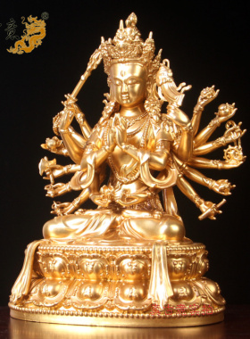 菩萨摆件纯铜观音寺庙准提佛母