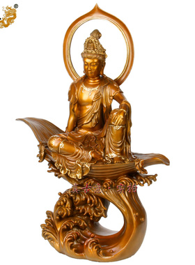 纯铜摆件自在观音供奉佛像