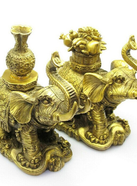 如意纯铜花篮风水摆件宝瓶