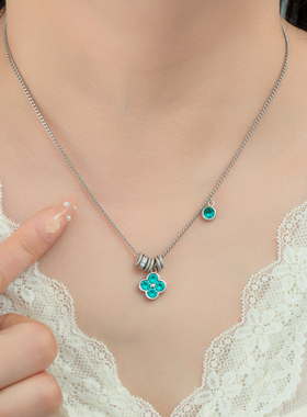 轻奢四叶草锆石项链锁骨链女百搭