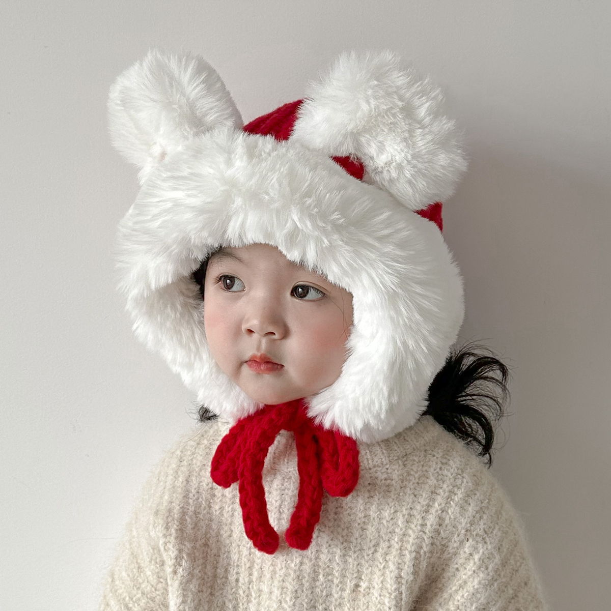 儿童冬季帽子ins韩国宝宝毛线帽3岁女童套头帽加厚保暖加绒护耳帽
