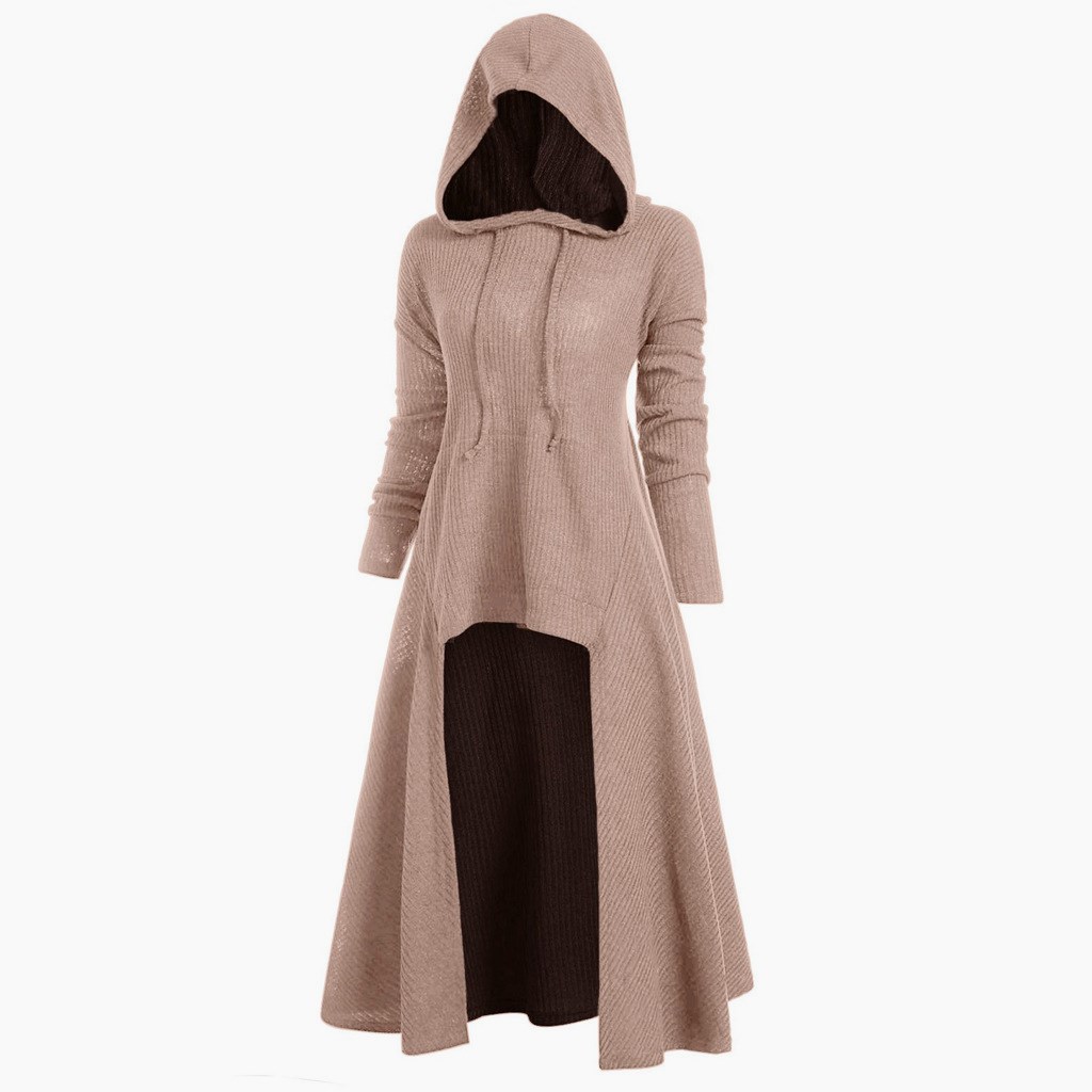 Hooded short and long casual dress长袖连帽休闲连衣裙女士外套-图3