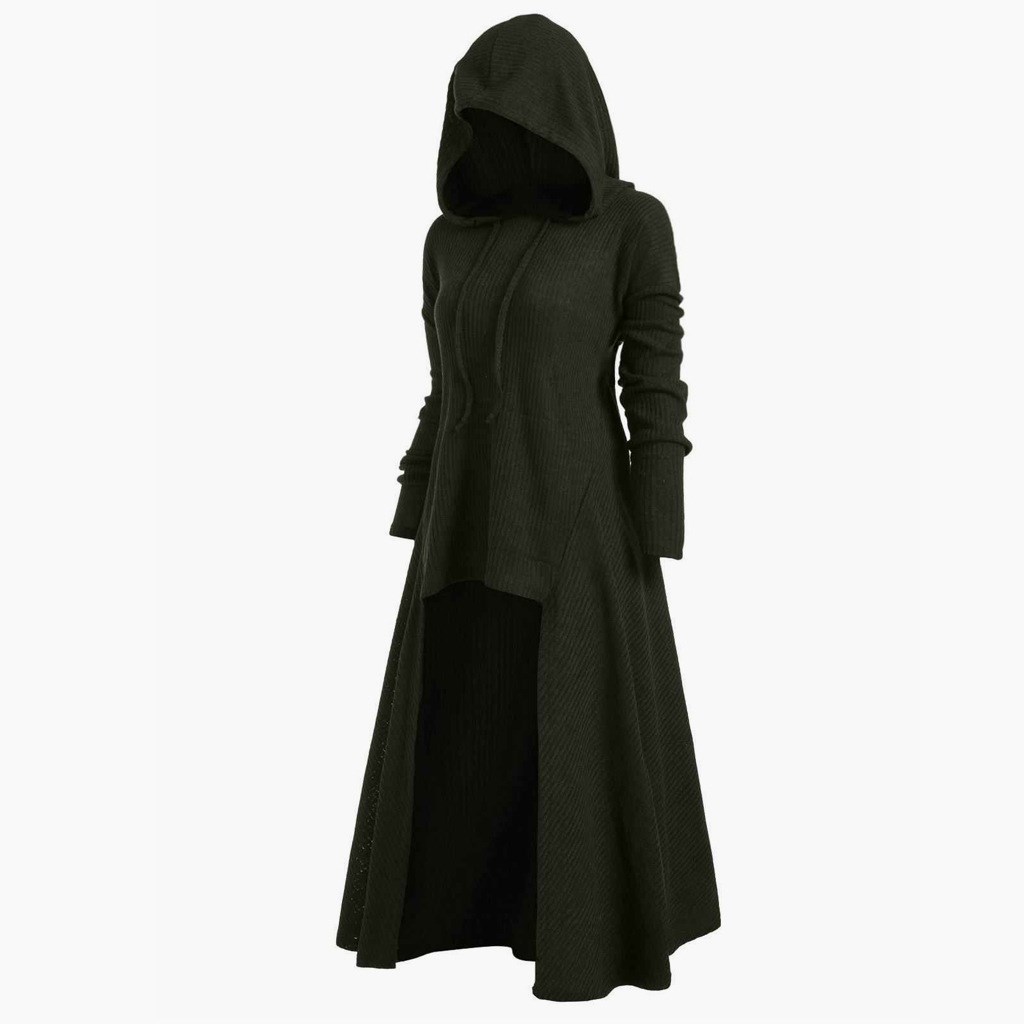 Hooded short and long casual dress长袖连帽休闲连衣裙女士外套-图1