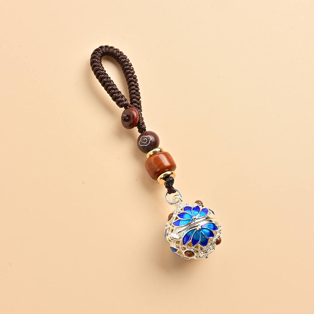 中国风复古景泰蓝楞严咒吊坠车钥匙扣挂绳男女手机扣挂饰可以打开 - 图0