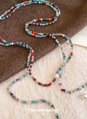 水晶串珠圆形珍珠项链波西米亚