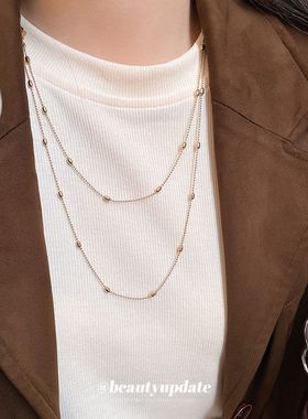 金属米粒串珠叠带项链韩系ins感