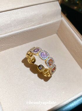 14真金电镀锆石开口戒指多巴胺
