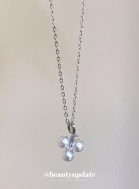 不锈钢锆石珍珠吊坠项链简约百搭