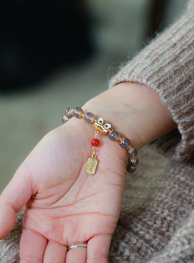 XKDDCT天然烟紫手链女年兽醒狮高