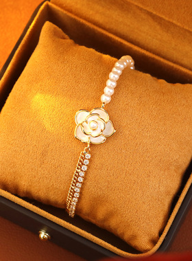 XKDDCT款白色山茶花滴油手链双层