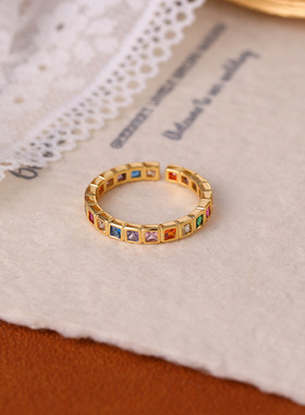 XKDDCT简约七彩时候精致锆石指环