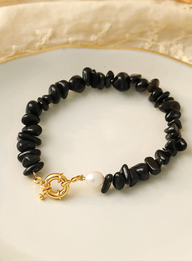 XKDDCT百搭简约气质黑曜石珍珠手