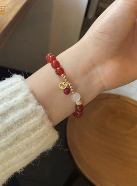 XKDDCT新款红手链女8mm串珠新中