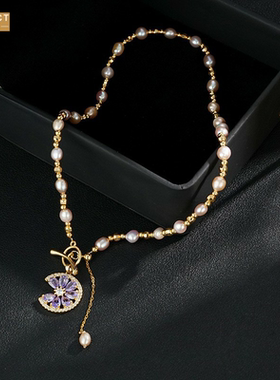 XKDDCT霞仙子彩色淡水珍珠项链女