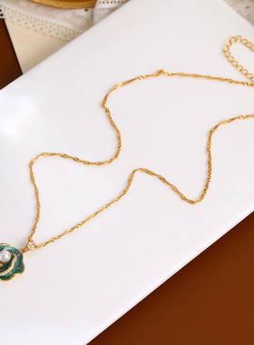 XKDDCT新款珍珠山茶花朵项链女士