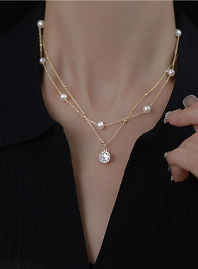 XKDDCT新款双层淡水珍珠项链女