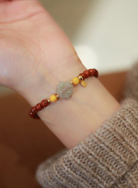 XKDDCT天然手链和田玉吊福牌手串