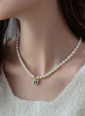 XKDDCT石爱心吊坠天然淡水珍珠项
