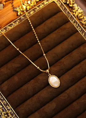 XKDDCT法式椭圆复古白母贝吊坠项