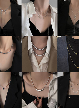 XKDDCT韩国爱心别针流苏珍珠项链