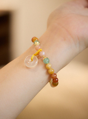 XKDDCT新疆天然金丝玉手链玉髓玛