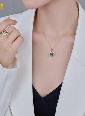 AXKECT旋转锆石绿色花女轻奢百搭