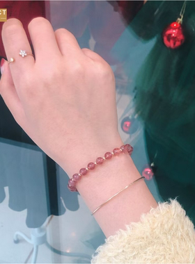 XKDDCT石灰月光手链女粉晶小众设