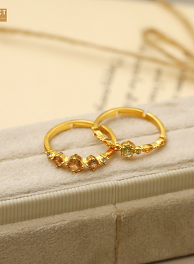 XKDDCT法式轻奢橄榄绿锆石戒指女