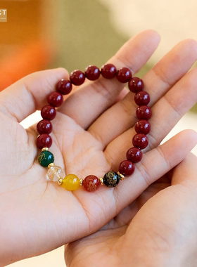 XKDDCT新款寺庙原矿朱砂手串五