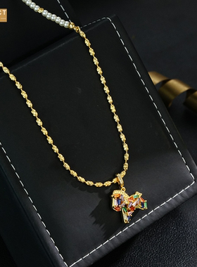 XKDDCT多巴胺彩色锆石小马吊坠项