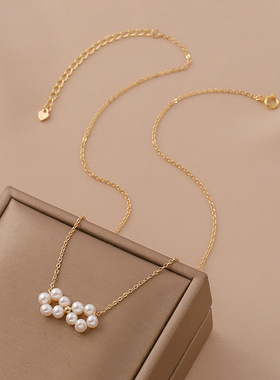 XKDDCT天然淡水项链包金锁骨链纯