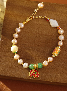 XKDDCT吉祥小象巴洛克珍珠手链新