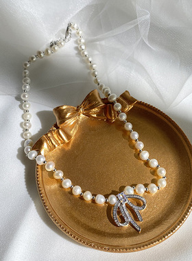 XKDDCT天然淡水珍珠项链蝴蝶结高