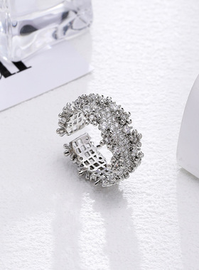 XKDDCT新款锆石镂空繁花朵戒指女