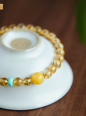 XKDDCT石水手串金发晶茶晶女款手