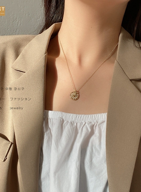 XKDDCT新款太阳花闪钻锆石项链