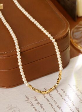 XKDDCT网红碎金玻璃珍珠项链配饰