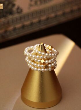 XKDDCTm极细施家玻璃珍珠戒指个