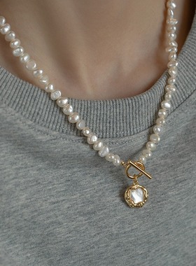 XKDDCT天然珍珠秋冬巴洛克毛衣链