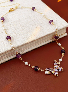 XKDDCT咖色陶瓷几何简约项链秋冬