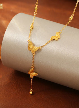 XKDDCT爆款沙金蝴蝶项链高级感精