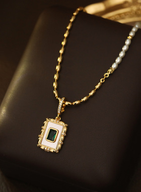 XKDDCT镀金复古气质贝壳方形祖母