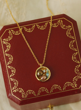 XKDDCT绿色吊坠油画风巴洛克珍珠