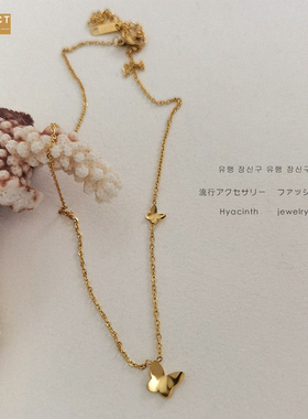 XKDDCT新款蝴蝶光面镀金项链韩