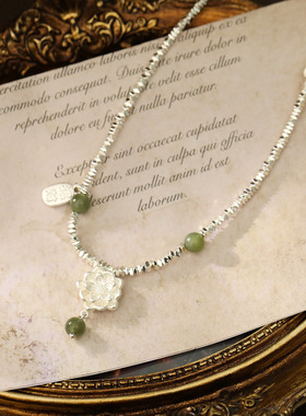 XKDDCT新中式碎银莲花和田玉项链