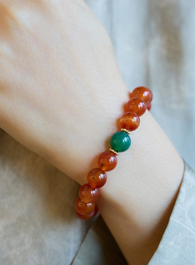 XKDDCT天然红女猫眼石串珠手链红