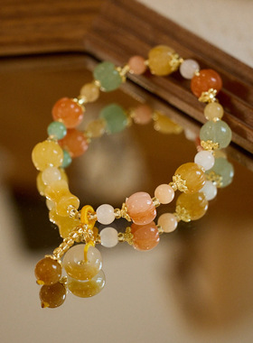 XKDDCT天然新疆金丝玉手链女愿望